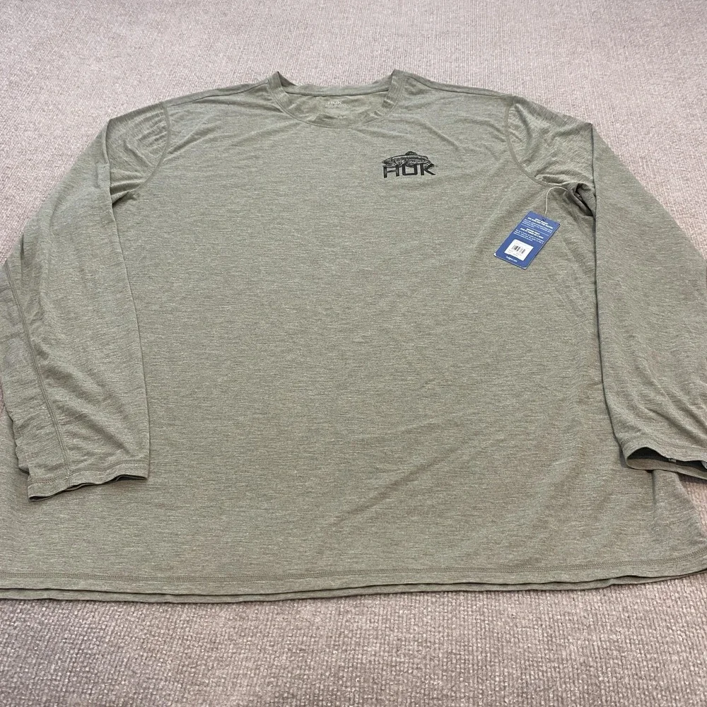 Huk Shirt Mens 3XL Green Drift LS Graphic Crew Long Sleeve Performance Fishing